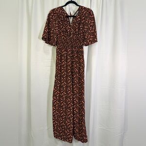 Good luck Gem from Nordstrom jumpsuit black with rust Floral Print
